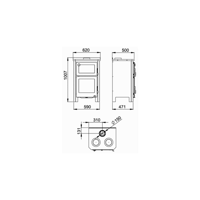 Poêle à bois avec four et plaque de cuisson Pramoda - 14 Kw – Image 2